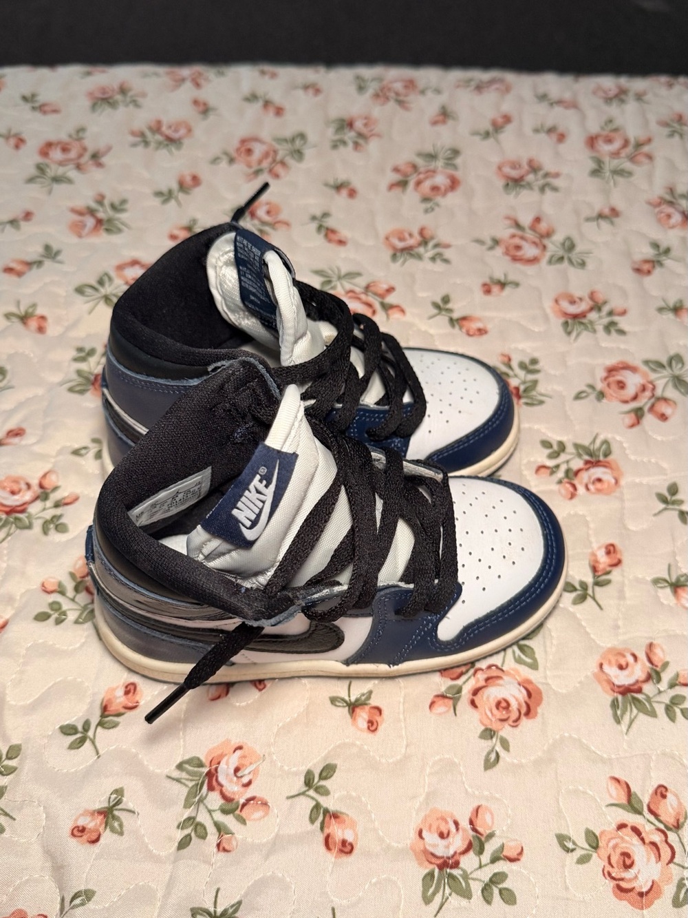 Nike Kids High-Top Sneakers in White and Navy